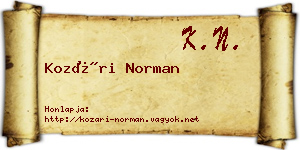 Kozári Norman névjegykártya